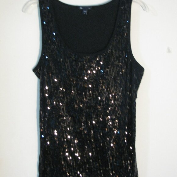 GAP Tops - * 2/$15 Gap Sequin Tank Large Black Sequins Soft Stretch Fabric